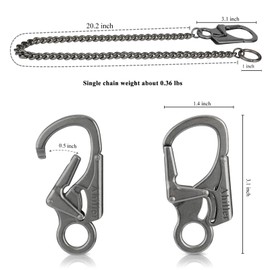 Ahiller Biker Wallet Chain, Heavy Duty Pocket Chain with Carabiner Clip, Men Chains for Key, Jean, Pant, Purse and Handbag (YKL-black,1p)