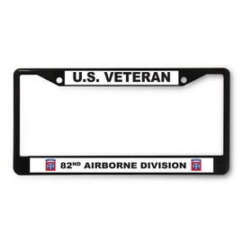 Sign Destination Metal License Plate Frame U.S. Veteran 82Nd Airborne Division Car Auto Tag Holder Black 2 Holes One Frame