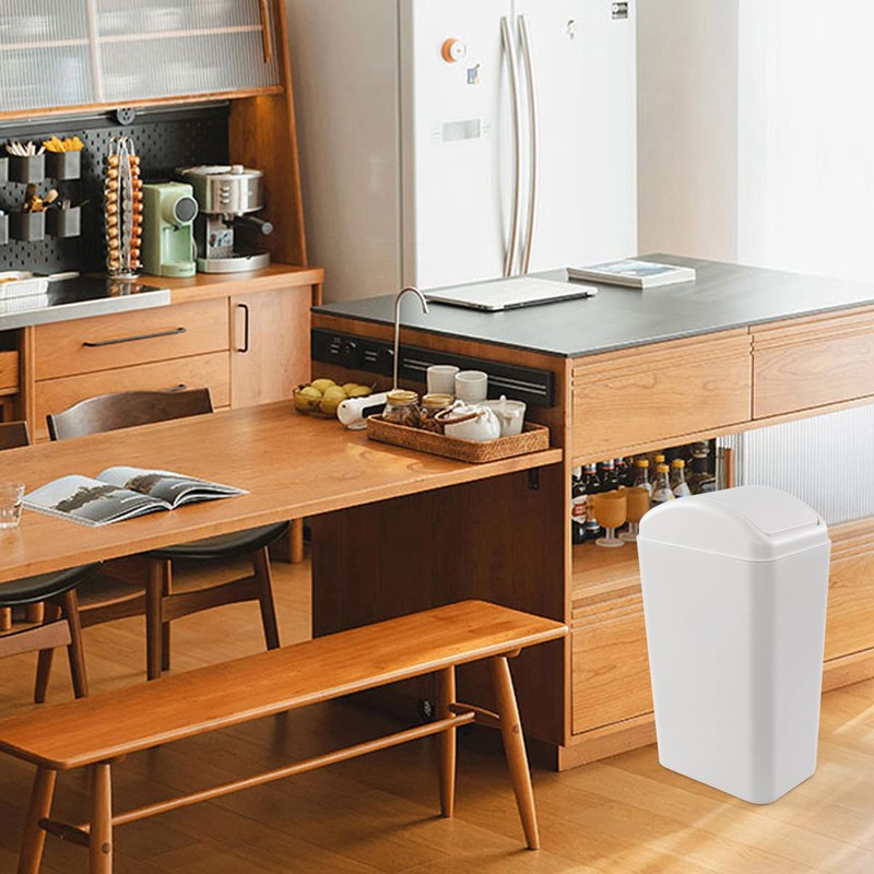 Rinboat 3.5 Gallon Plastic Swing Trash Can, Slim Garbage Can