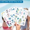 CHARLENT 100 Glitter Styles Temporary Mermaid Tattoos for Kids Party