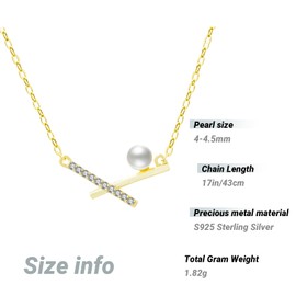 4.5mm Freshwater Pearl Necklace Pendant,Gifts for Women Her Wife Girlfriend Mom Jewelry | 925 Sterling Silver Necklaces for Women,17 Inch Chain, Pearl, Pearl