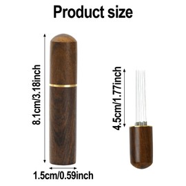 Espresso Distribution Tools Coffee Tamper Espresso Needle 6/8 Needles Coffee Stirrers Natural Wood Handle Stainless Steel Coffee Distributor Needle (8 needles)