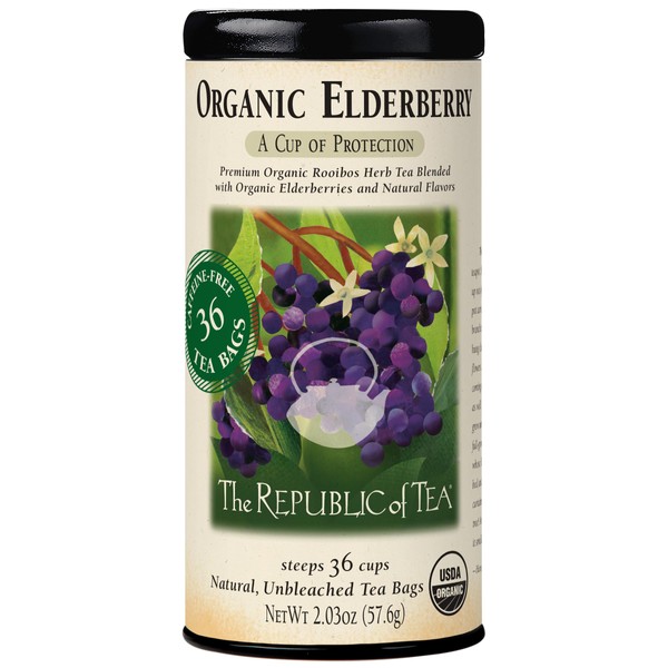 The Republic of Tea Organic Elderberry Herbal Tea, 36 Tea Bag Tin