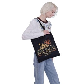 MBMSO Hiking Tote Bag Funny Hiker Gift for Hiking Lovers Shopping Bag Hiking Makes Me a Little Less Murder Bag Outdoorsy Gift, Hiking Tb-b, Medium
