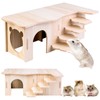 Vegena Hamster Corner House - Wooden Hamster House with Stairs,