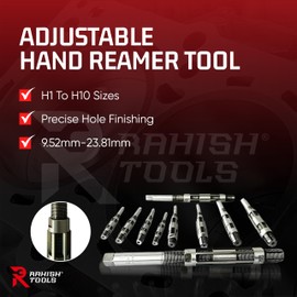 Rahish Tools Adjustable Hand Reamer Tool H1 to H10 Sizes - 3/8" to 15/16” Reaming Tool for Precise Hole Finishing with Carbon Steel Blades - Hand Tools Reamers for Metal & Wood - 9.52mm - 23.81mm
