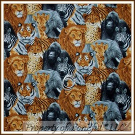 Unbranded BonEful FABRIC FQ Cotton Quilt Brown Black Wild African Skin B&W Elephant Zebra