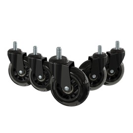 Flash Furniture Waylon Set of 5 Transparent Polyurethane Replacement Wheels for Gaming, Business, and Home Office Chairs - Suitable for Hardwood & Carpet
