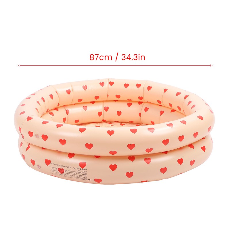Round Inflatable Swimming Pool Vintage Heart Pattern Thicken Kids Paddling