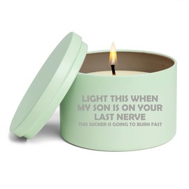 Scented Candle Gift 8oz with Lid Light This When My Son is On Your Last Nerve Funny for Daughter in Law (Vanilla - Green)