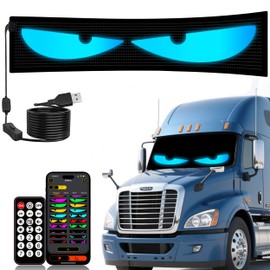 Sooguard LED Eyes for Truck Windshield, 52.4x7.6in Ojos led para Carro, DIY Programmable LED Matrix Panel, with Dual Bluetooth APP & Remote Control, for Semi-Truck/Windshield Modification