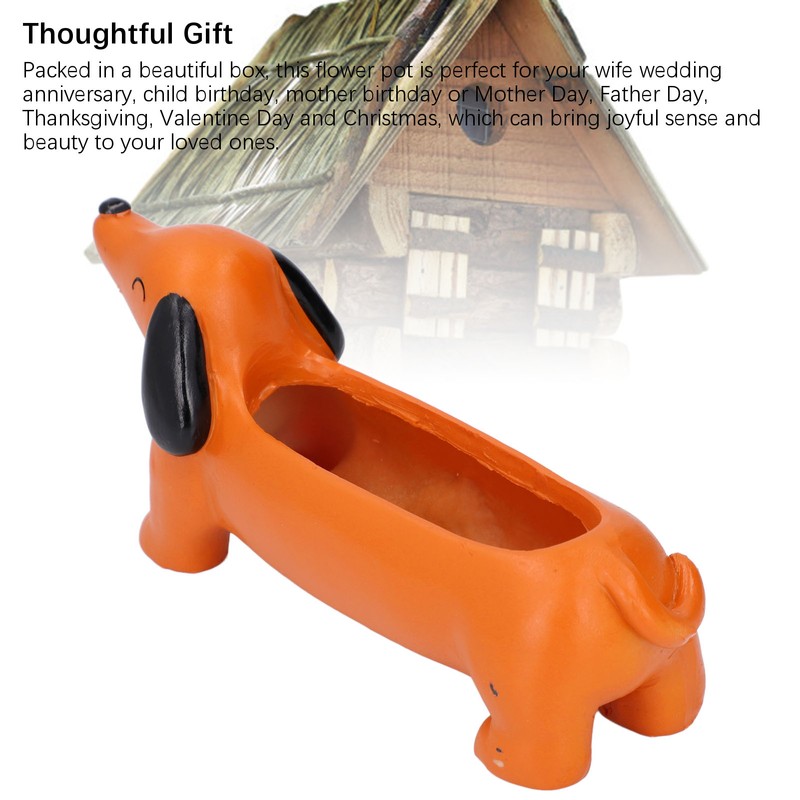 Dachshund Succulent Pot Adorable Efficient Drainage Versatile Lightweight Resin Dog