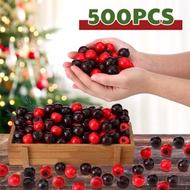 Wavwavw 500 Pcs Christmas Artificial Cranberries for Vase Bowl Filler Decorative Fake Cranberries Fruit for Christmas Tree Wedding Garland DIY Craft Table Decoration Photo Props