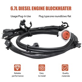 LoloWheat 6.7L Engine Block Heater Compatible with Dodge Ram 2500 3500 4500 5500 2014-2018 Engine Block Heater Cord Replace # 68223419AA