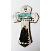 Wall cross, small, I am a happy camper, handmade, hand