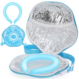 HEALSTOK Neck Cooling Tube with Insulated Bag, Reusable Cooler Ice Neck Ring Warps, Ice Pack for Wearable Stay Cool for Hot Weather, Summer, Outdoors, Sports, Work(Blue)
