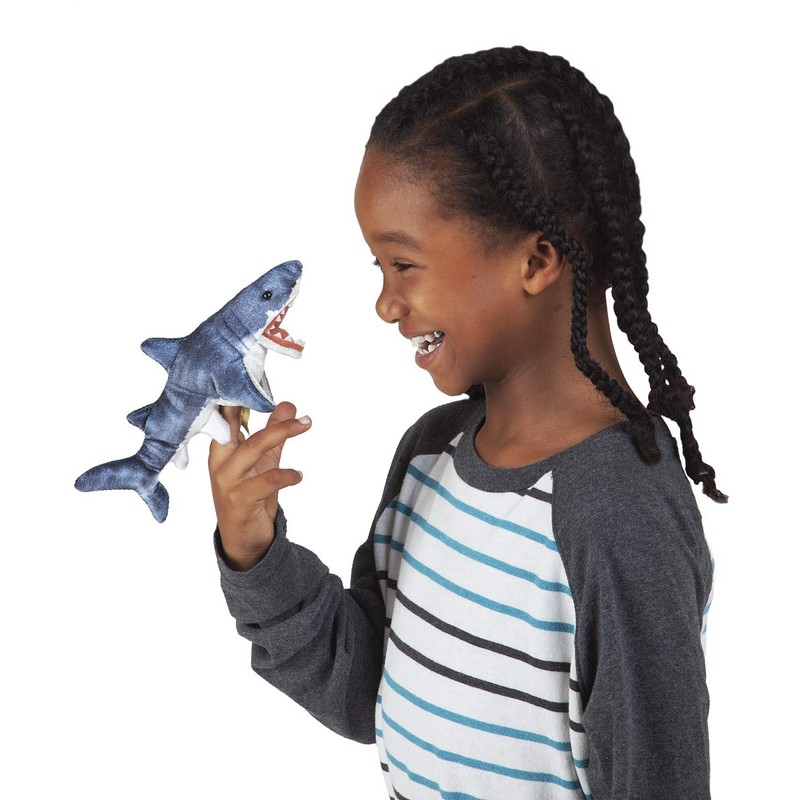 Mini Shark Finger Puppet, Gray, One Size
