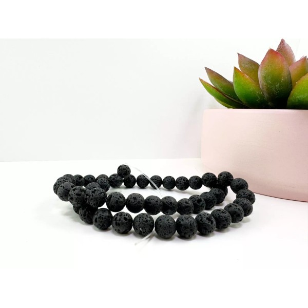 Lava Rock Beads | Black Round Diffuser Bead Strand |