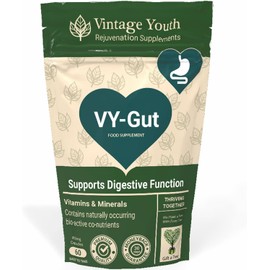 VY-Gut Suplemento Digestivo Natural con Prebióticos y Enzimas – Alivio Rápido de Gases e Hinchazón – Salud Intestinal, Azúcar en Sangre y Energía Estables – Vegano – 60 Cápsulas