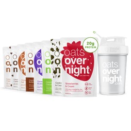 Oats Overnight Oats Overnight Party Variety Pack - High Protein, High Fiber Breakfast Protein Shake - Gluten Free Oatmeal, Non GMO Oatmeal - Cookies & Cream, Coconut Cream Pie & More Flavors (8 Pack + BlenderBottle)