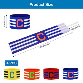 Pack of 4 Captain's Armband Children, Adjustable Elastic Captain's Armband Children's Football, Multicoloured Adult Football Player's Bandage, Captain Band for Children, Adults, Junior, Many Sports