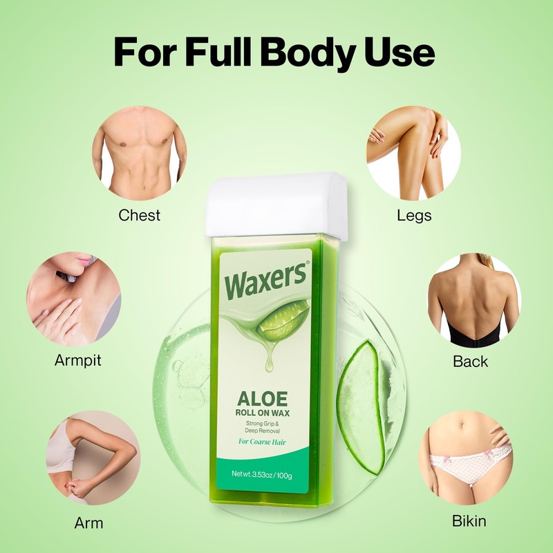 Waxers Roll on Wax Kit Aloe Vera Waxing Roller Depilatory
