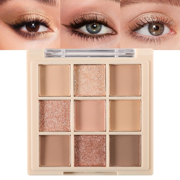 Erinde 9 Colors Eyeshadow Palette, Matte Shimmer Glitter Eye Shadow