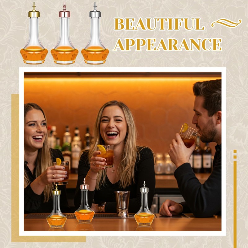 Teenyyou 6 Pcs Bitters Bottle Set Include 3 Glass Bitter