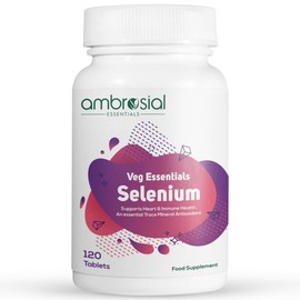 Ambrosial Selenium Supplements - 120 Tablets, 200 mcg L-Selenomethionine, Gluten Free, Vegan Hair, Skin and Nail Vitamins with Trace Minerals for Healthy Immune System, Supplement for Men & Women