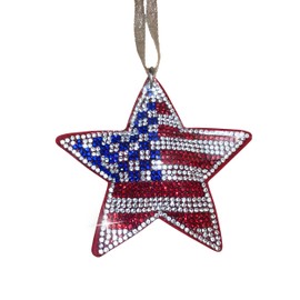Popfizzy Bling American Flag Christmas Ornaments 2023, Christmas Decor for Tree, Xmas Rhinestone Christmas Tree Ornaments