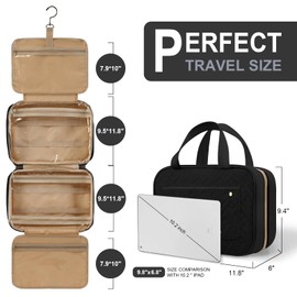 WOOMADA Toiletry Bag with Hanging Hook, Travel Toiletry Bag, Large Travel Makeup Bag Cosmetic Organizer for Brushes Set, Shampoo, Full Sized Container for Women and Girls, Pink