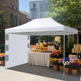 Quictent 10'x15' Heavy Duty Pop up Canopy Tent, Commercial Grade Instant Shelter with Wheeled Bag for Outdoor, Beach, Parties, Markets, 500D Silver Coated UPF 50+ Sun Shield