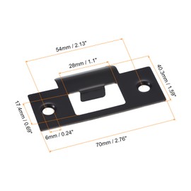sourcing map Door Strike Plate, 2Pcs 70mm x 40.3mm 201 Stainless Steel Latch Deadbolt Strike Plate for Door Frame Door Jamb, Black
