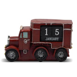 Upriver Desktop Perpetual Calendar, Vintage Truck Calendar Blocks, Desk Calendar with Month Week Date Display Boards for Home Office Decor