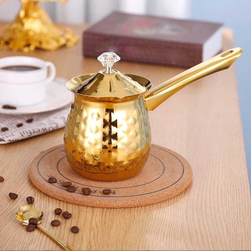 AIXXCUVQ Classic Turkish Coffee Pot with Long Handle for Cafe,