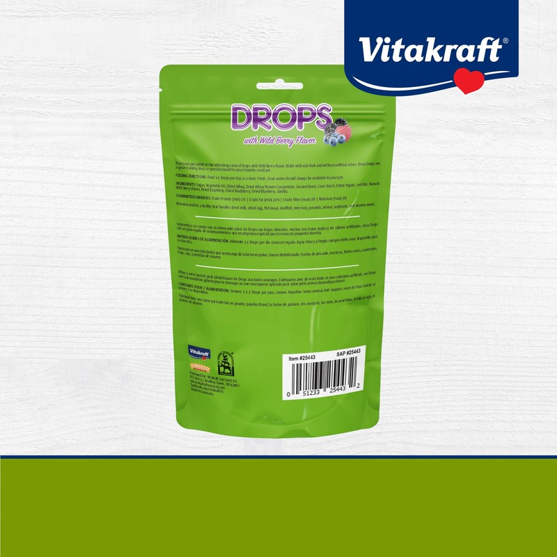 Vitakraft Drops Rabbit Treats with Wildberry Flavor – 5.3 oz