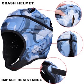 DGYAO Rugby Headguard, Scrum Cap Men Boys Protective Headgear, Padded Gear Helmet For Head Protection (Blue, Adult)