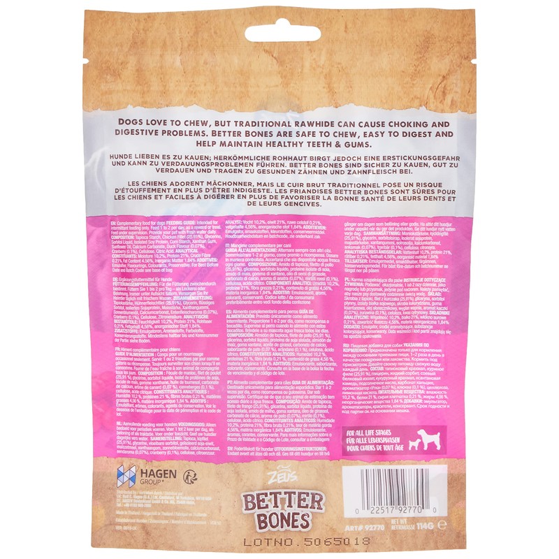 Zeus BetterBones Twisted Dog Chew Sticks with Duck Meat and
