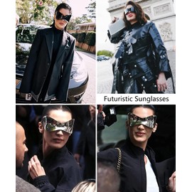 Melpomenia Oversized Futuristic Sunglasses for Men Women Alien Wrap Around Shield Fashion Chic Mask Sun Glasses Shades(Purple)