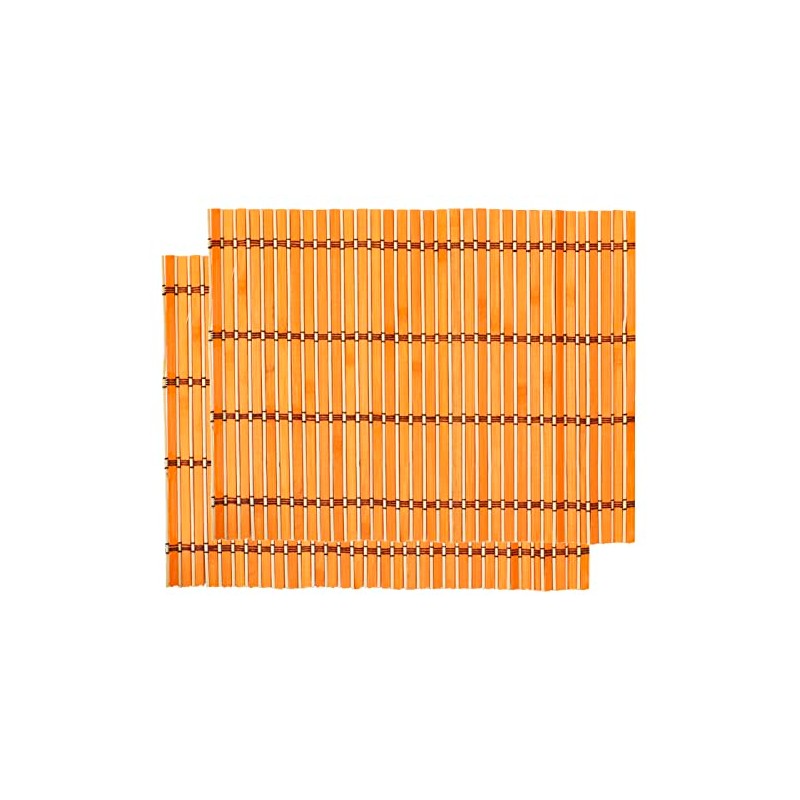 Set of 2 Bamboo Placemats 30 x 40 cm Orange/Beige