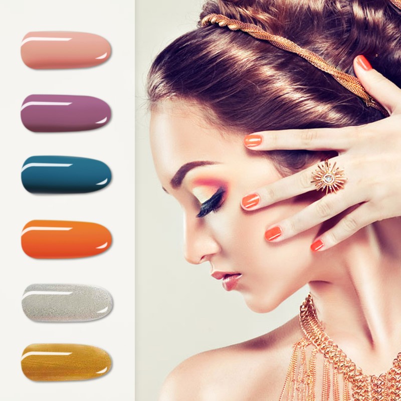 Anself 6PCS/Set Gel Nail Polish Set Multi-colors Odorless Long Lasting