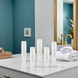 Hehglng 5 Pcs White 1 oz Travel Bottles Empty Refillable Toothpaste Tubes Containers Small Mini Size Squeeze Dispensers, Refillable Containers Pump Dispensers Refillable Cosmetic(10 * 2.7cm)