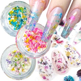 MOLILON 3 Boxes Mini Dry Flowers Tiny Dried Flowers Resin Fillers Pressed Flowers Mini Flower for Nails Crafts DIY Resin Mold Jewelry Making Nail Art Decoration(A)