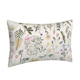 Yxuiyal Spring Floral Pillow Covers 12x20 Set of 2 Sage Green Herb Wildflower Botanical Plant Throw Pillow Cover Spring Decor Pillowcase Vintage Farmhouse Lumbar Linen Cushion Cover for Couch Sofa