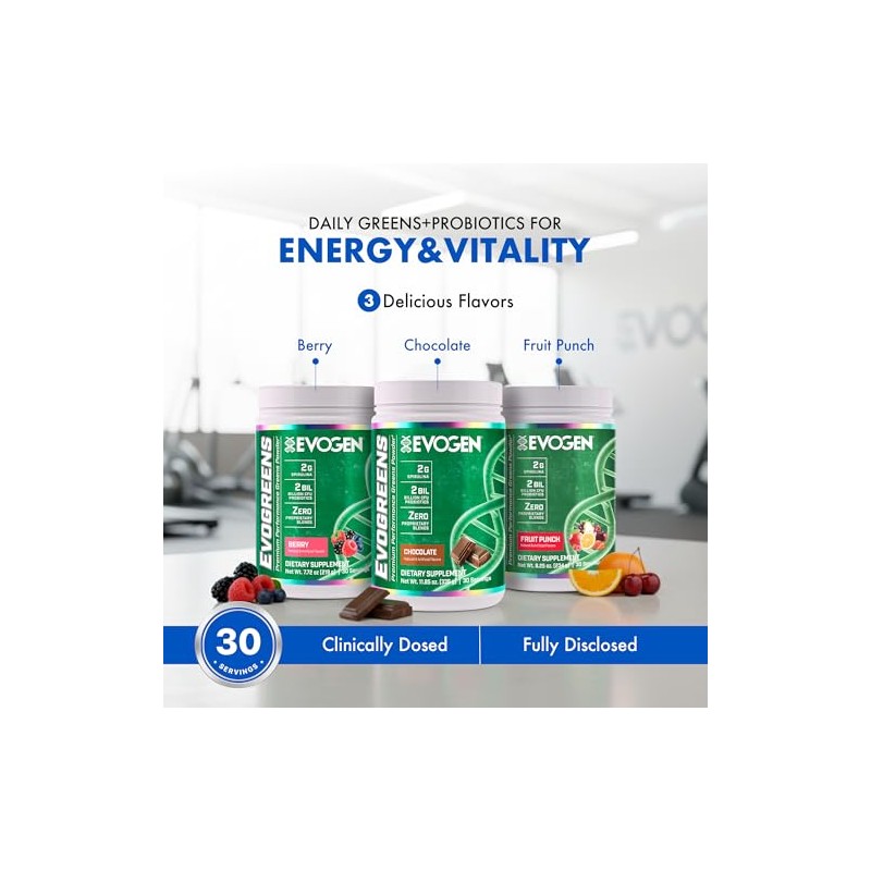 Evogen Evogreens | Superalimento verde de alto rendimiento, espirulina, granada,