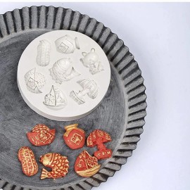 Unbranded Chinese Fish, Lucky Cat, Sailboat & Peanut Fondant Resin Silicone Mold