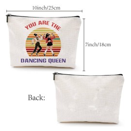 CREATCABIN Dance Canvas Makeup Bag Cosmetic Pouches Bags Portable Travel Make Up Canvas Toiletry Organizer Storage Purse Case with Zipper for Ballet Women Gifts 10 x 7 Inch-You are The Dancing Queen