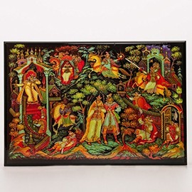 Beautiful Wooden Lacquer Box. Fairytale Tea Bag Storage Box