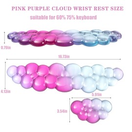 Ergonomic Cloud Silicone Gel Keyboard and Mouse Wrist Rest Set – Clear Wrist Rest for Keyboard 60%/68%/75%, Comfort & Support for Typing and Gaming (Pink Blue)
