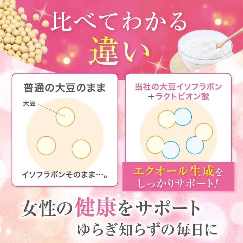 EQUAS エクオール 生成 大豆イソフラボン ラクトビオン酸 高麗人参 GABA コラーゲン ヒアルロン酸 １１種類の女性サポート成分配合